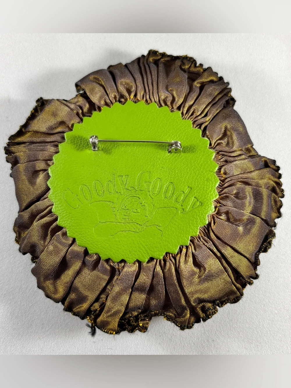 Layered Fabric Flower Brooch in Gold and Brown by Goody Goody